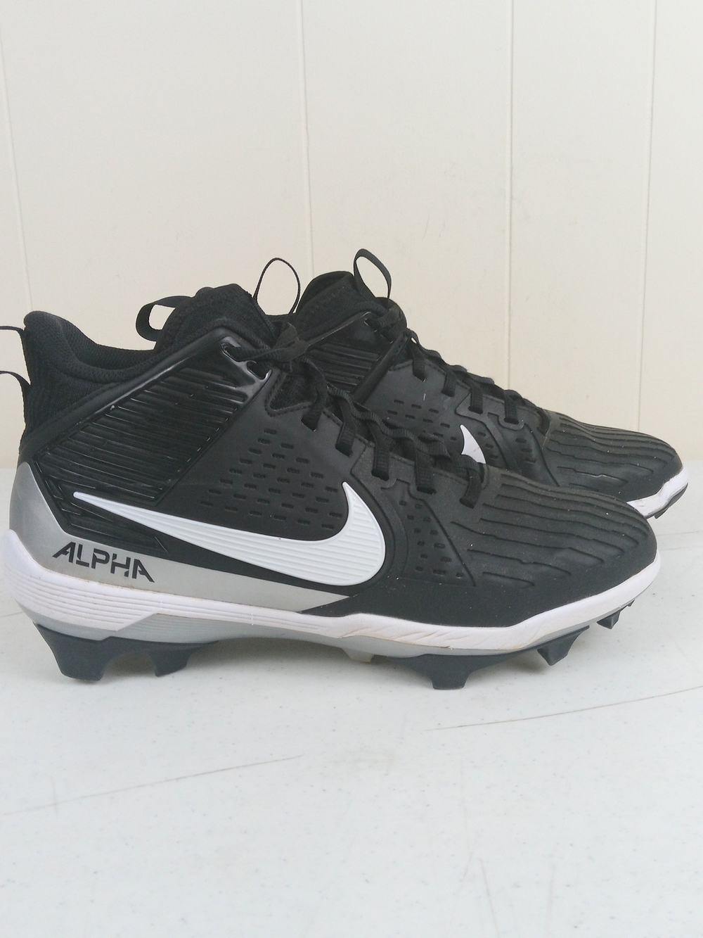 Nike Alpha Menace Strong Football Cleats Men's 10 Black Faux Leather